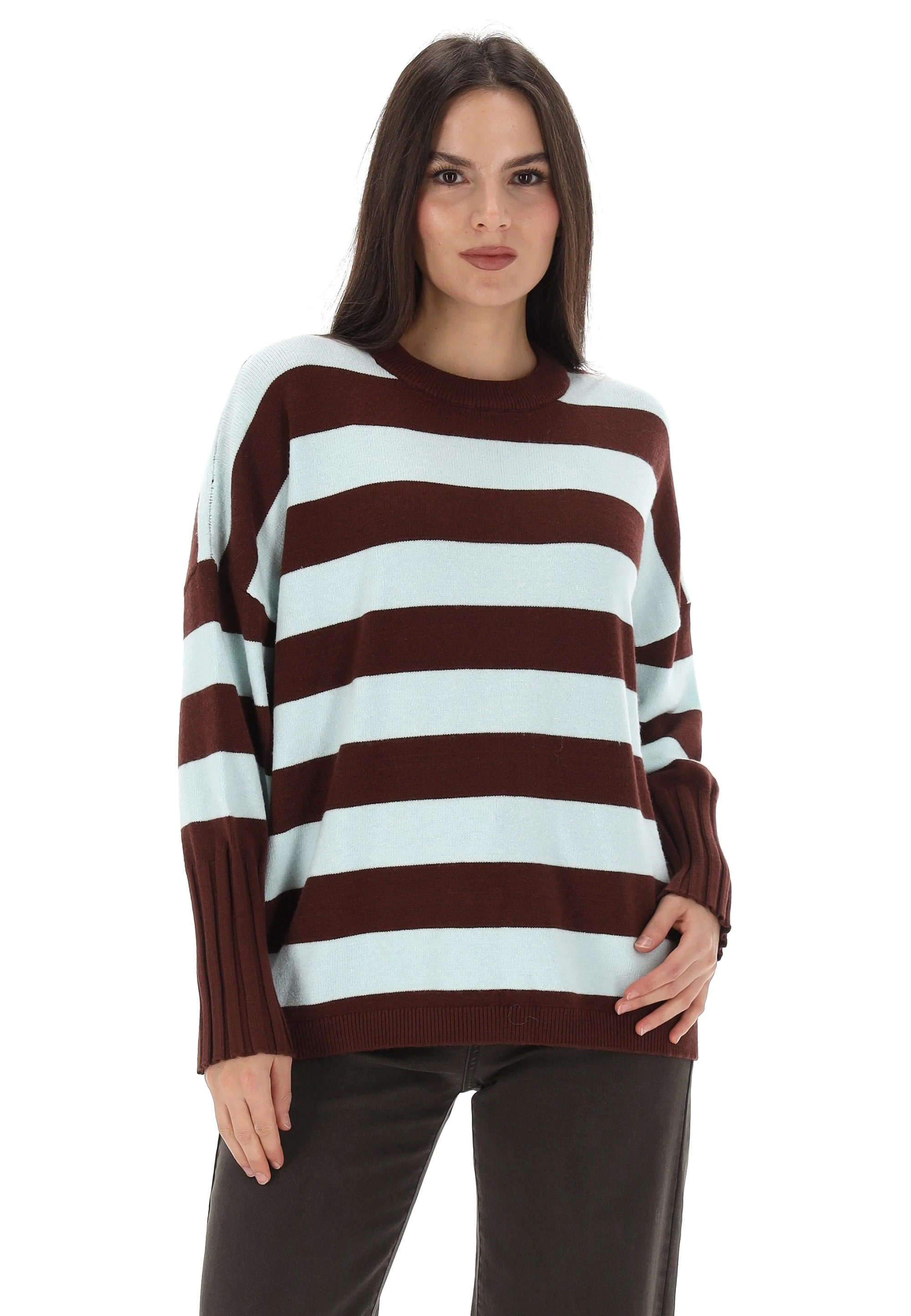 Pullover girocollo a righe Age donna